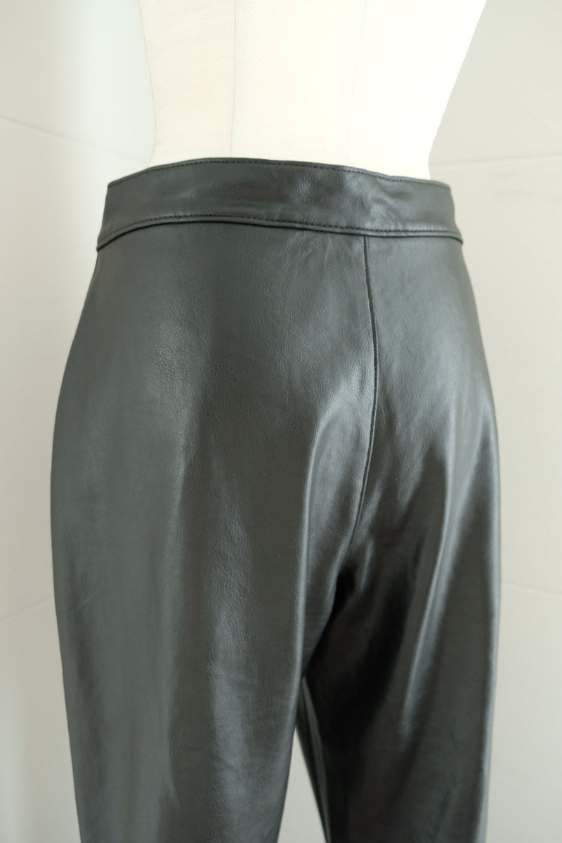 fake leather flare pants