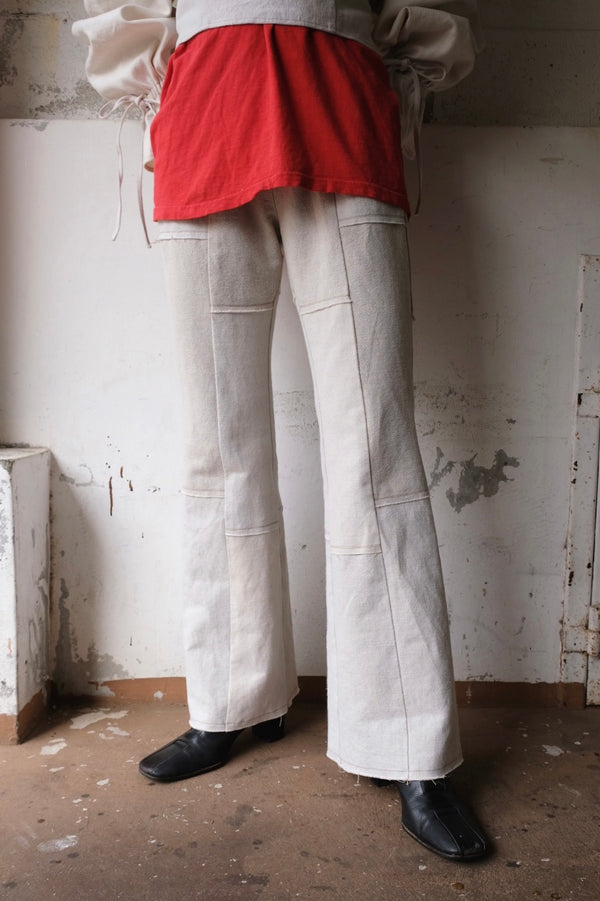 linen patchwork flare pants