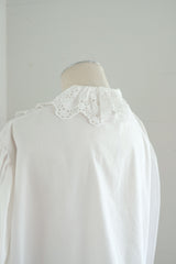 frill trim cotton blouse