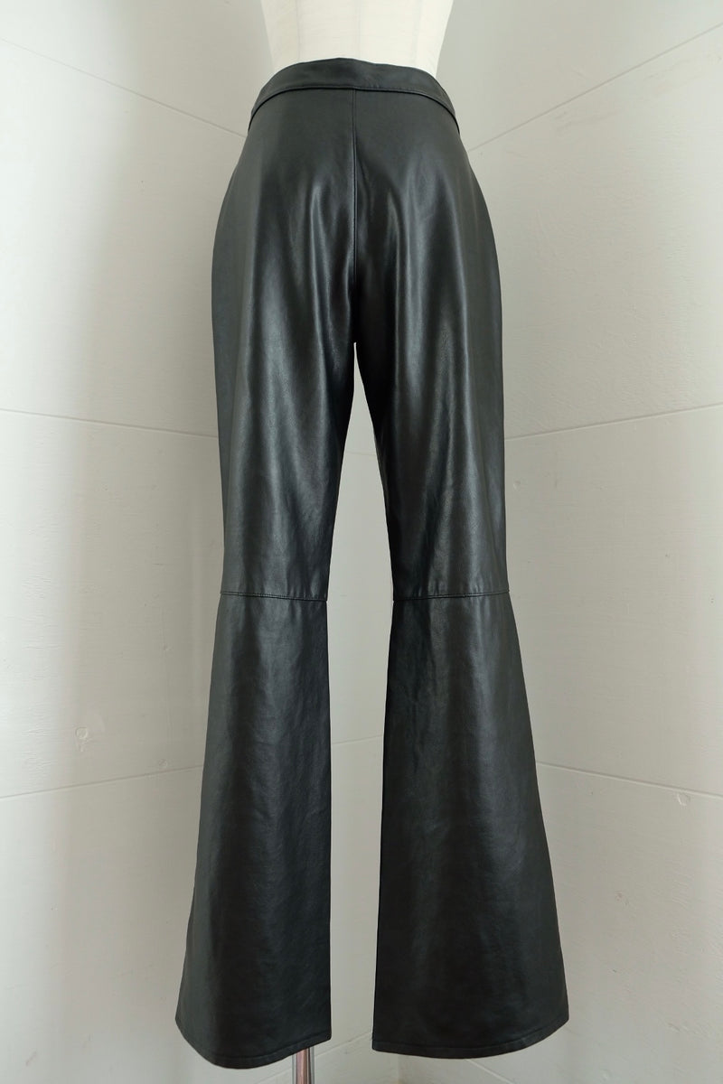 fake leather flare pants
