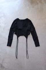 rib patchwork gater cardigan