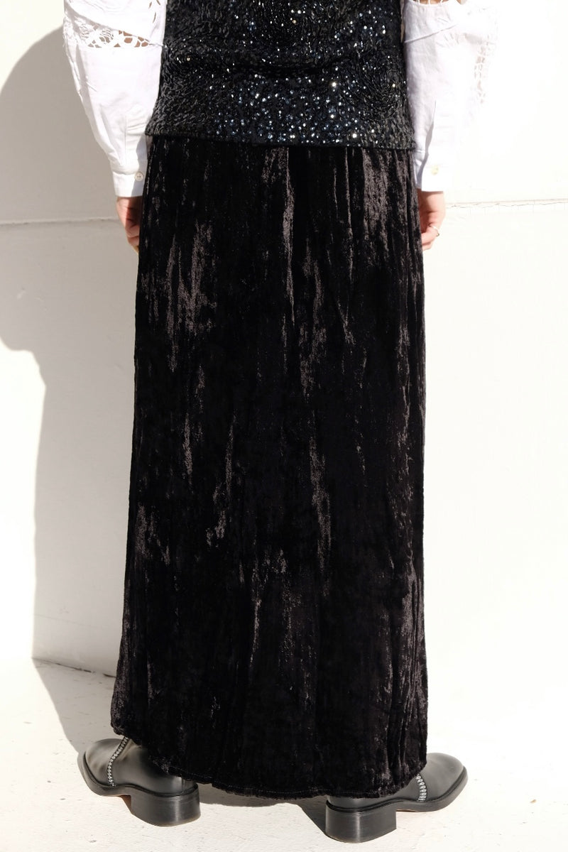 velvet long skirt
