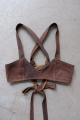 denim ribbon bra top