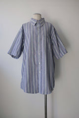 stripe button down half sleeve shirt