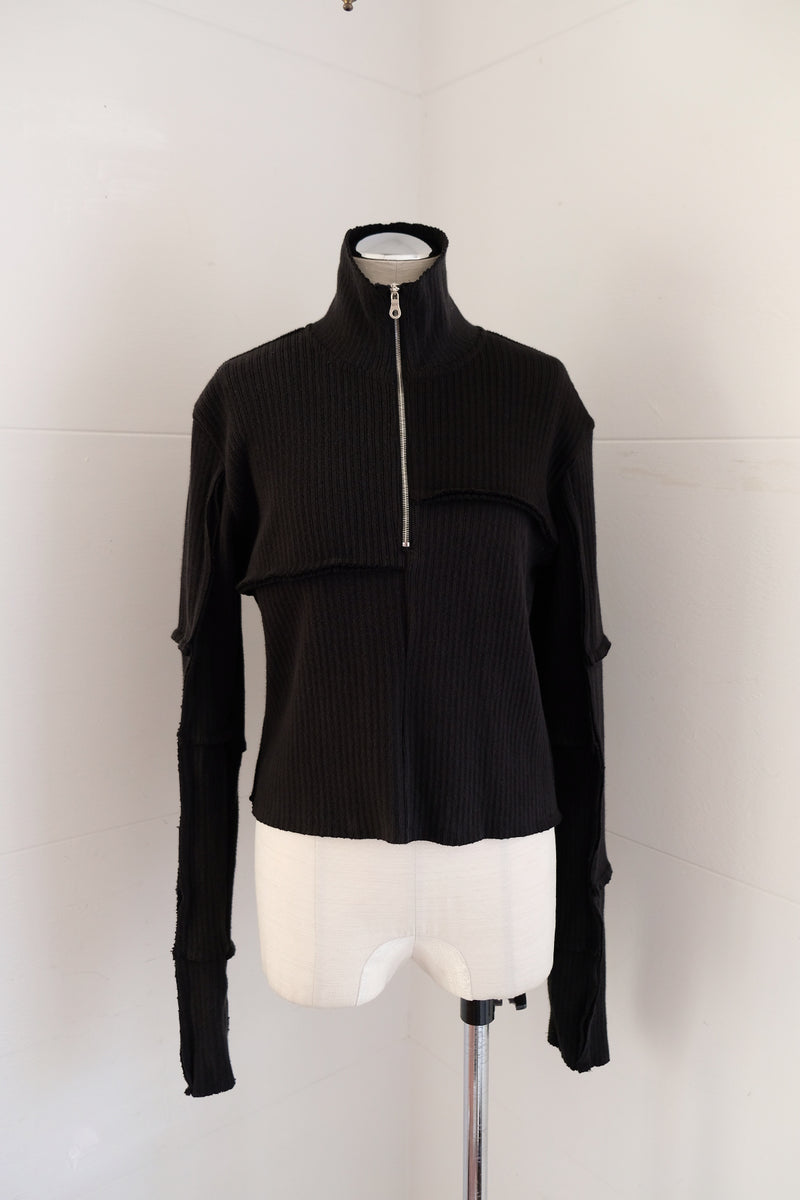 rib zip high neck top