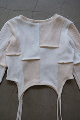 rib patchwork gater cardigan