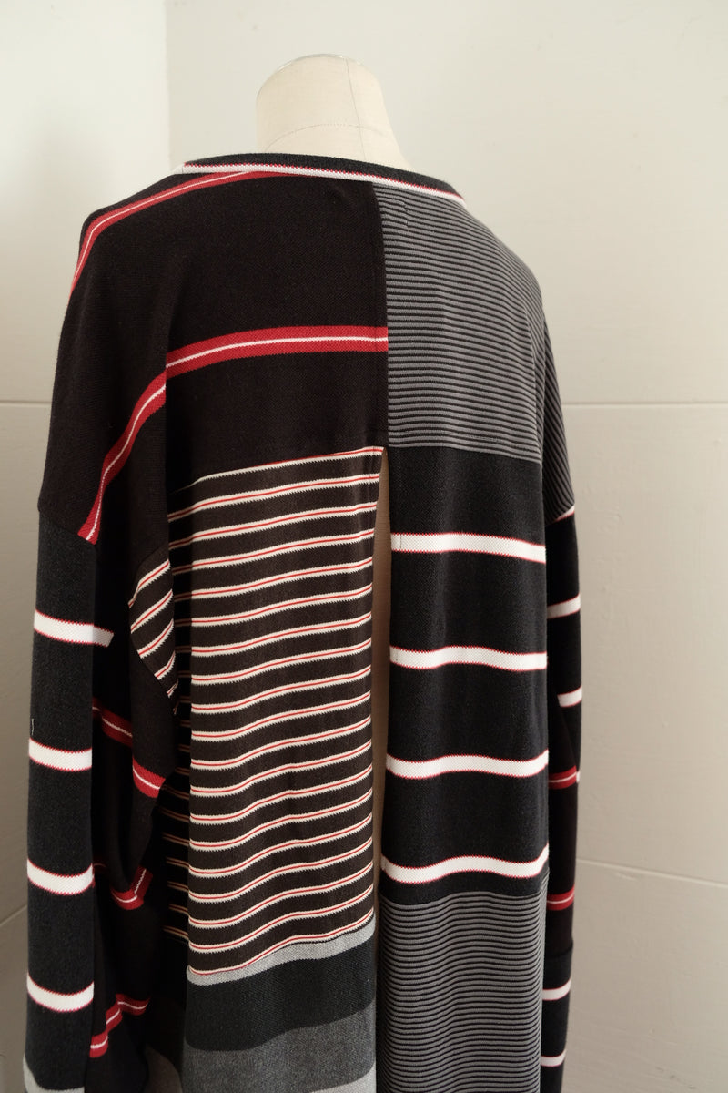 back slit border long t-shirts