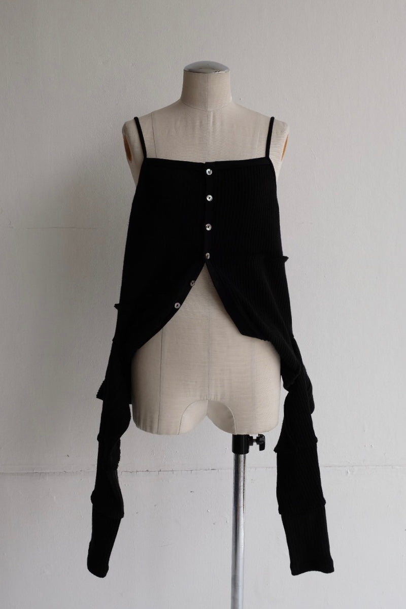 military rib patchwork cardigan