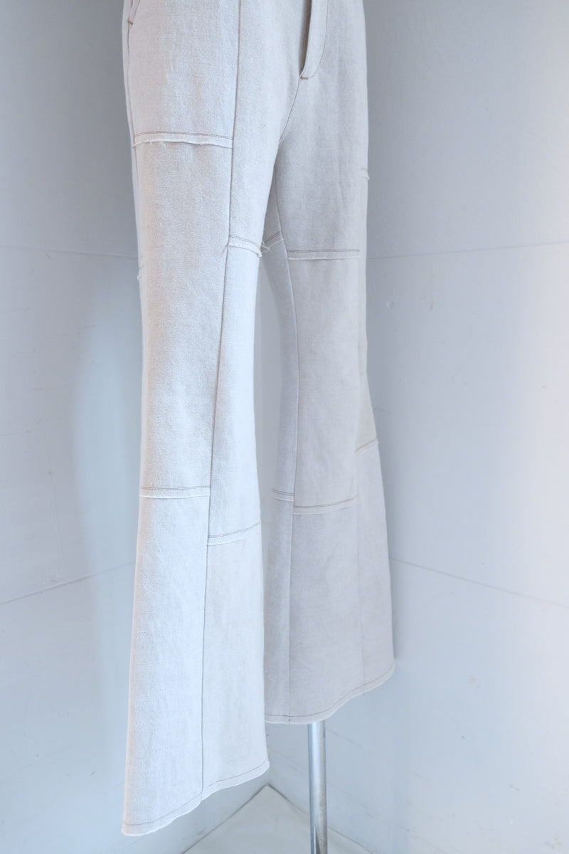 linen patchwork flare pants