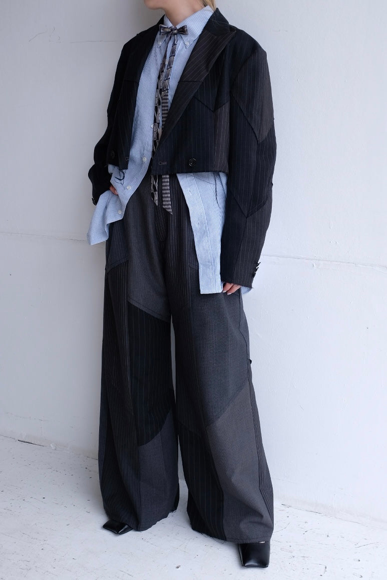 summer  suit tuck wide pants