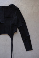 rib patchwork gater cardigan