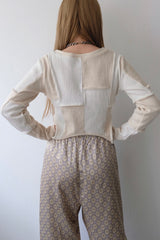 rib patchwork gater cardigan