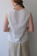 cutwork no sleeve tops