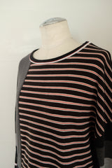 back slit border long t-shirts