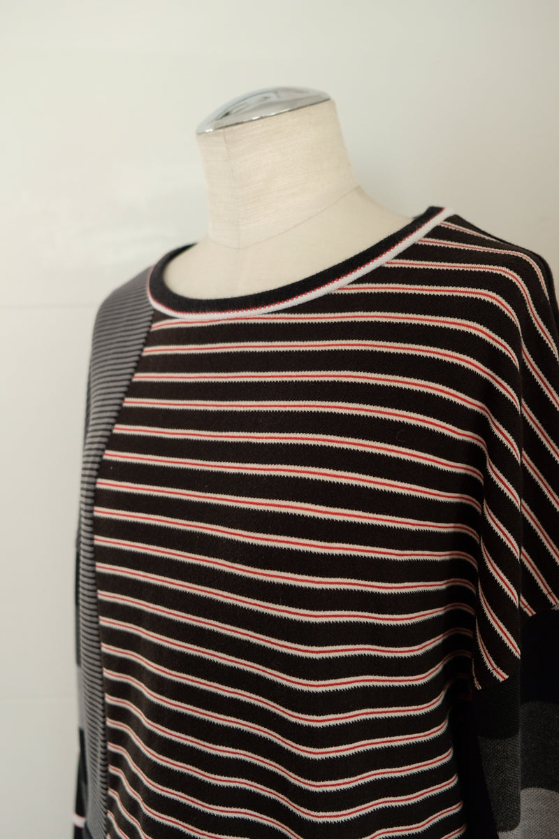back slit border long t-shirts
