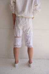 cutwork lace frill half pants