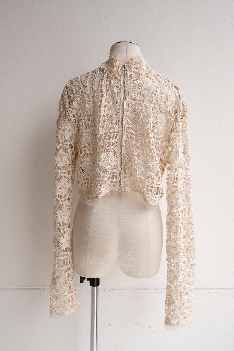 crochet lace high neck top