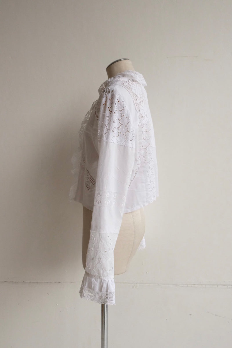 cutwork lace frill cardigan