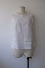 cutwork no sleeve tops