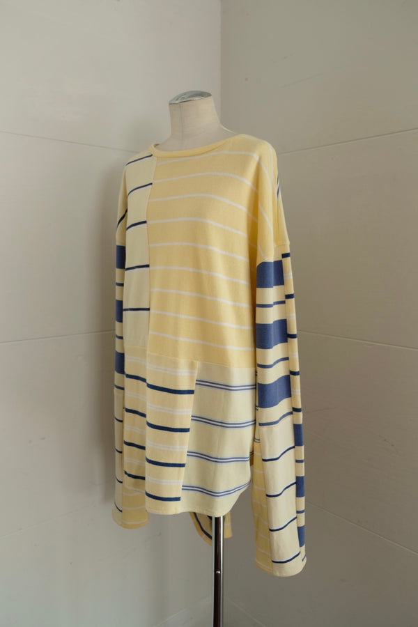 back slit border long t-shirts
