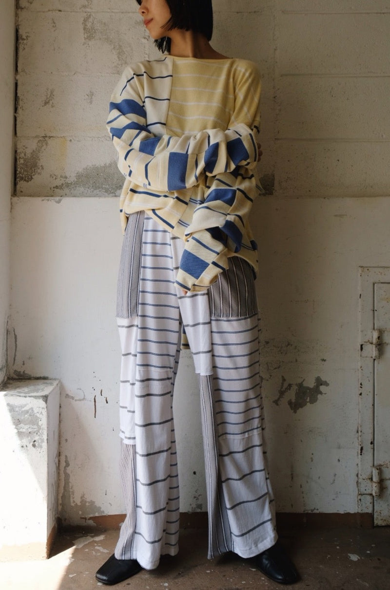 back slit border long t-shirts
