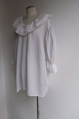 cutwork frill collar blouse