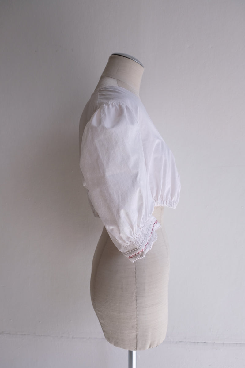 vintage embroidery cropped blouse
