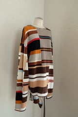 back slit border long t-shirts