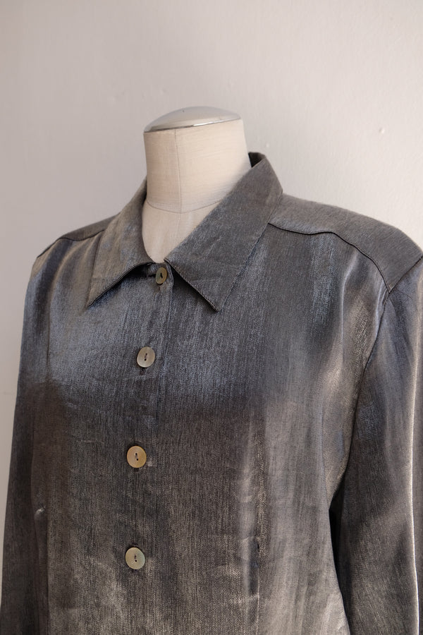 metallic long sleeve shirt