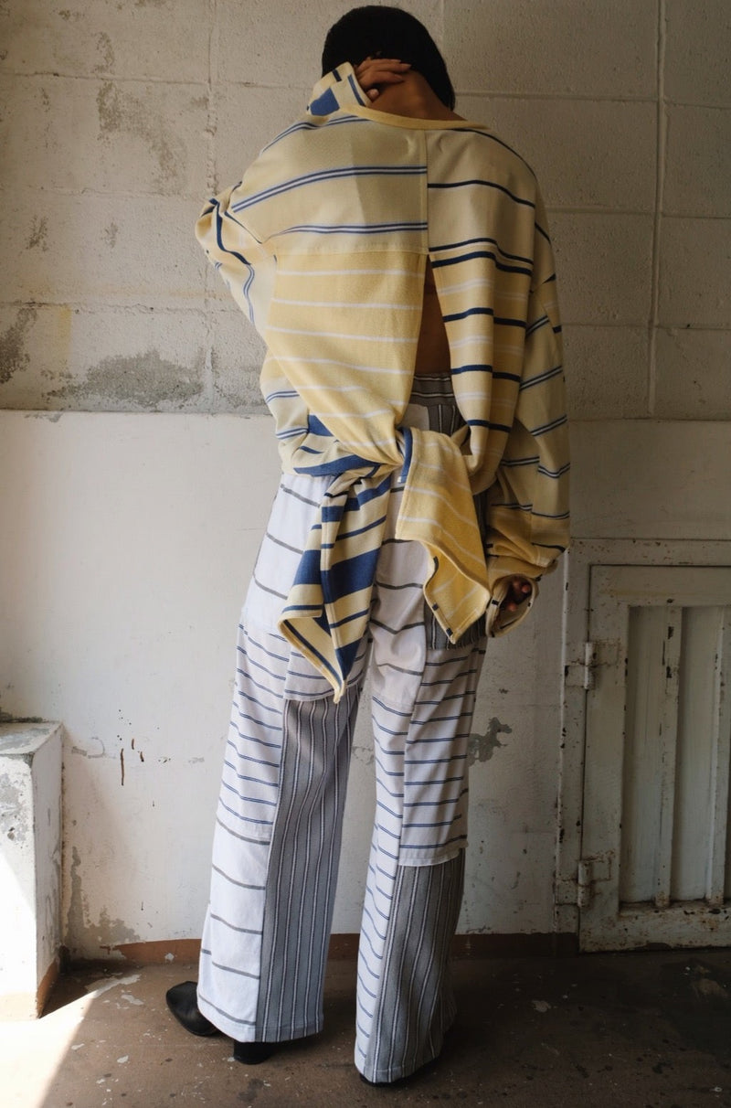 back slit border long t-shirts