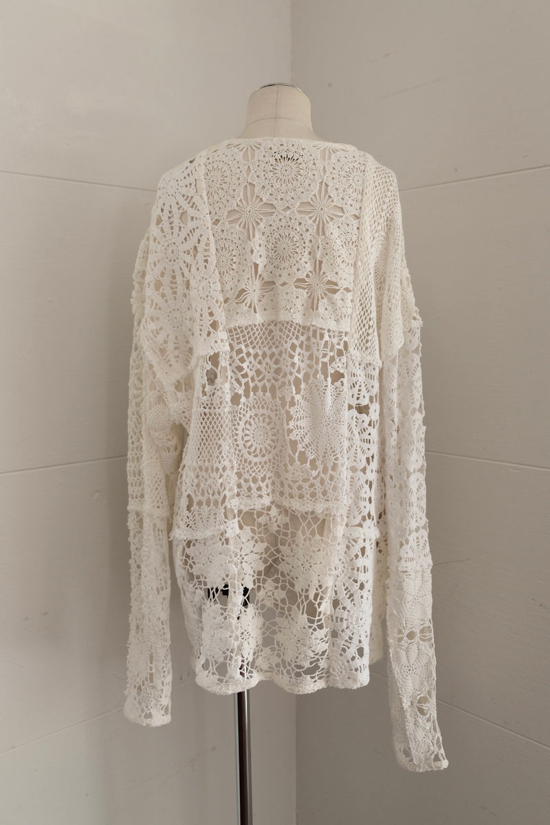 crochet lace long t-shirts (B)