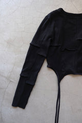 rib patchwork gater cardigan