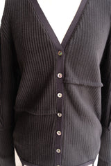 military rib patchwork cardigan