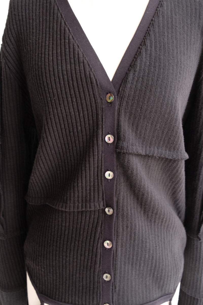 military rib patchwork cardigan
