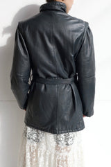 leather high neck jacket