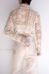 crochet lace high neck top