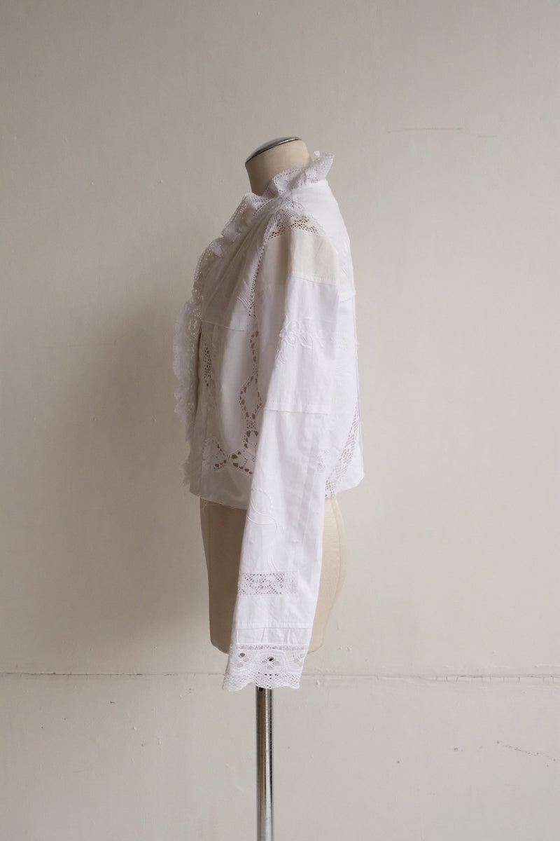 cutwork lace frill cardigan