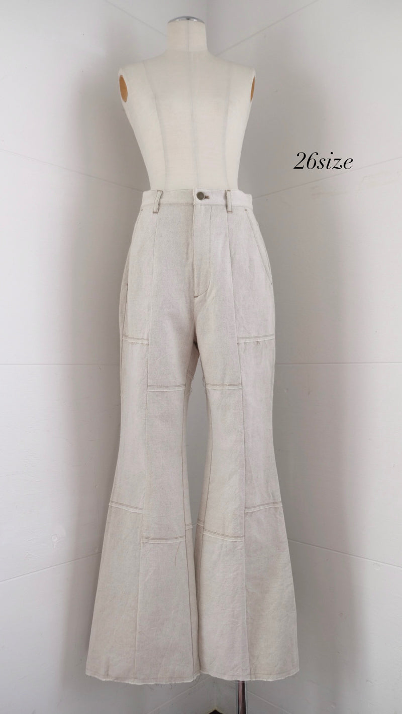 linen patchwork flare pants