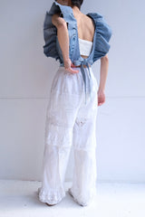 cutwork lace frill pants