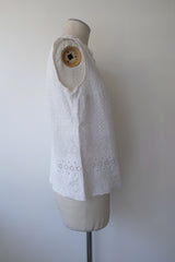 cutwork no sleeve tops
