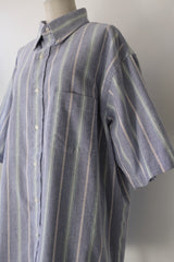 stripe button down half sleeve shirt