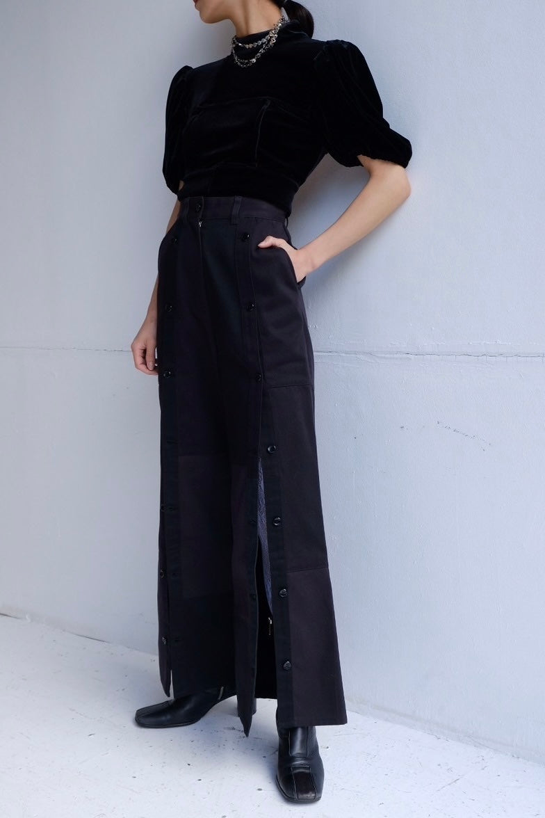 center slit patchwork pants