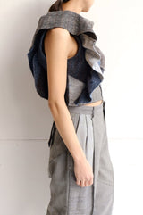 tweed frill backless top