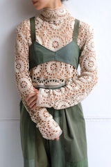 crochet lace high neck top