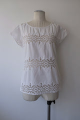 cutwork lace french sleeve tops