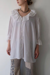 cutwork frill collar blouse