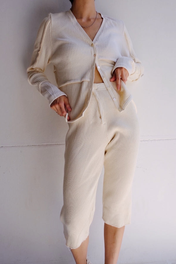 military rib patchwork cardigan