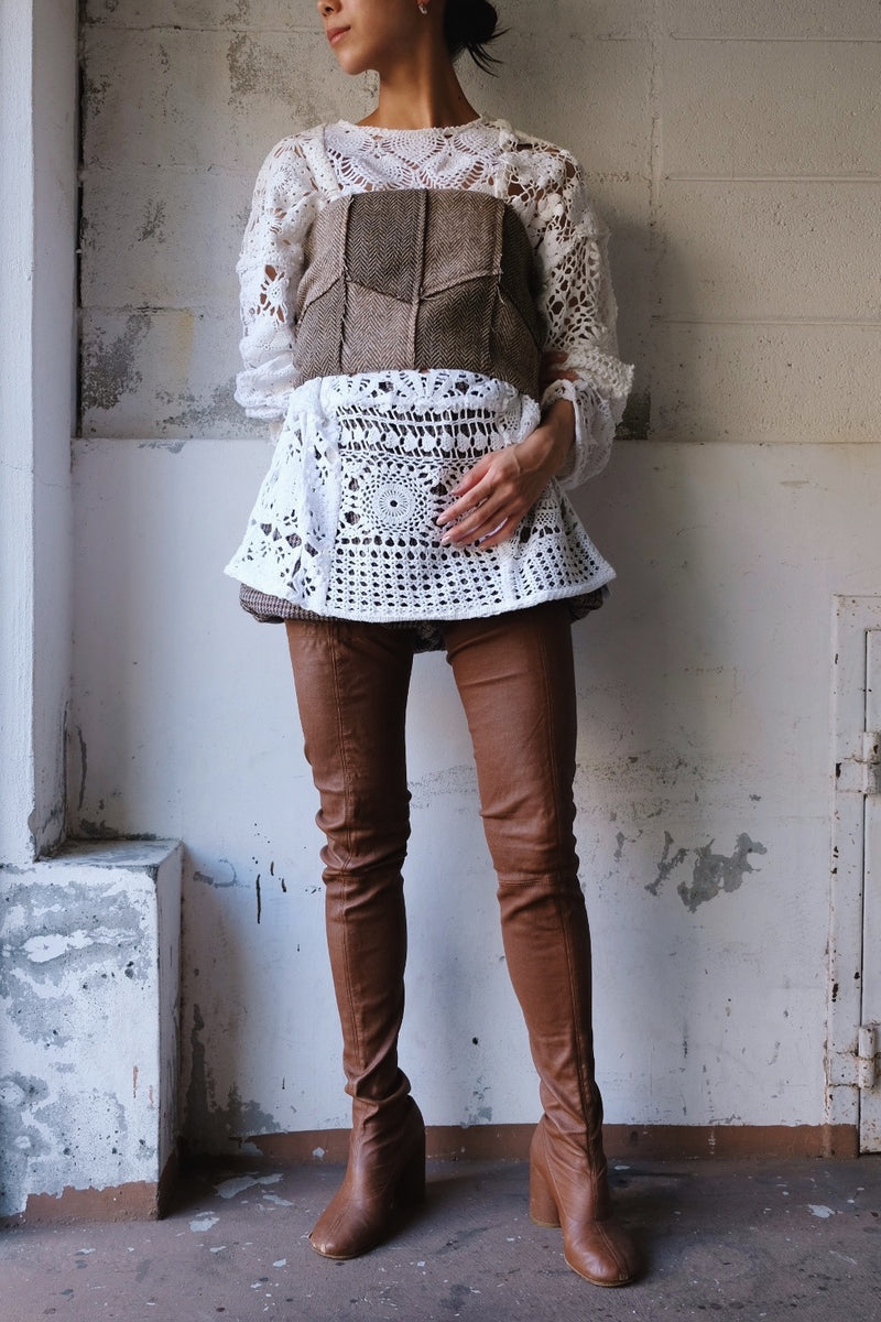 crochet lace long t-shirts (B)