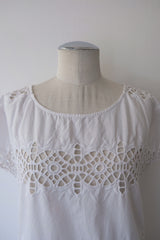 cutwork lace french sleeve tops