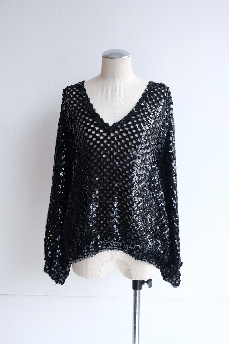 70's V-neck spangle pullover